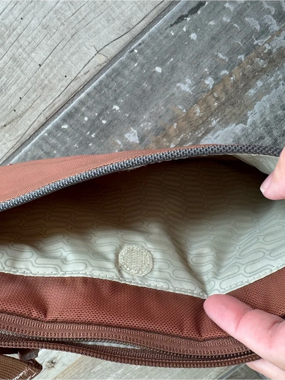 Tumi Unisex Rust and Gray Waist Body Crossbody Tech Bag